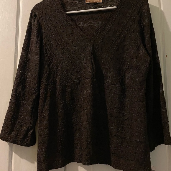 NOTATIONS sheer lacy blouse X-large NWT - Picture 2 of 6